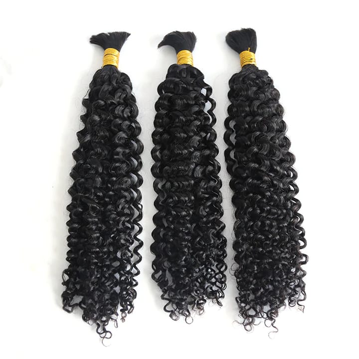 Deep black kinky curly human hair